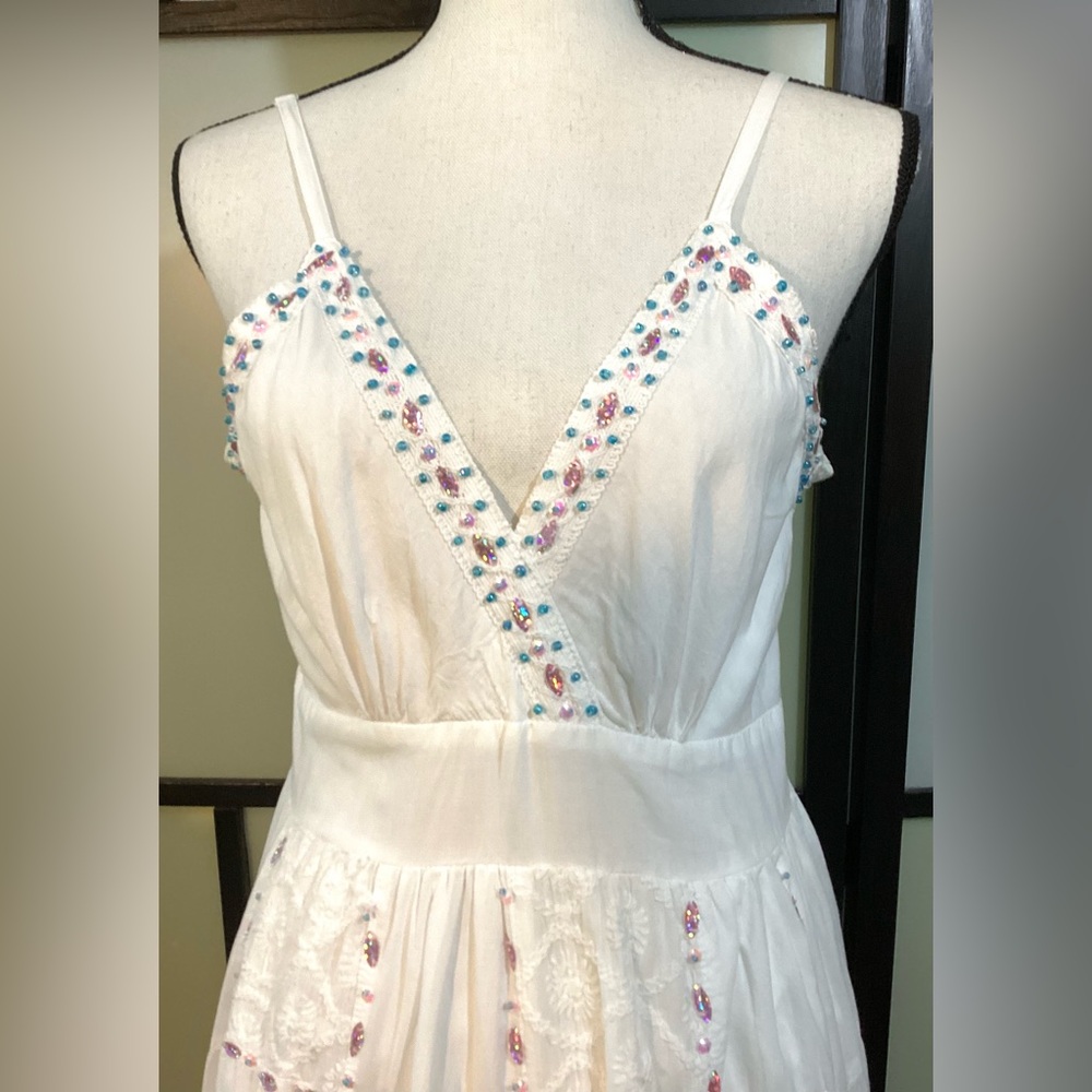 Palak cotton summer dress with shiny beads. M